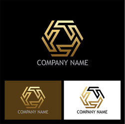 shape circle geometry maze gold logo vector