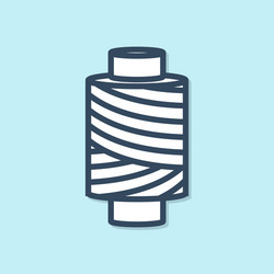 blue line sewing thread on spool icon isolated vector