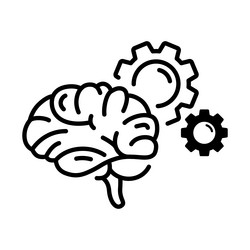 brain and settings in gear mechanism with line vector image