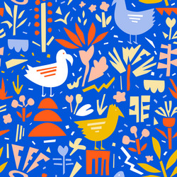 bright colorful pattern with birds and different vector image