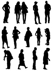 Collection of Human Silhouettes Vector Image