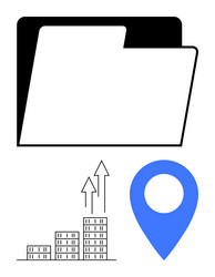 file folder with bar graph and location pin vector image