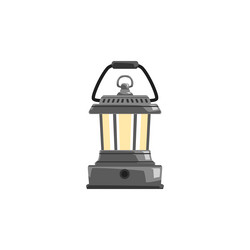 old gas or oil lamp camp lantern - cartoon flat vector