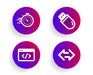 seo script timer and usb stick icons set sync vector image