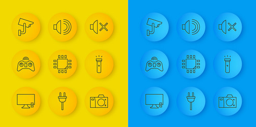 set line smart tv wireless gamepad processor vector image