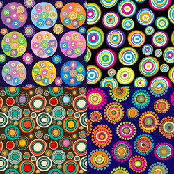 set of four backgrounds with circular shapes vector