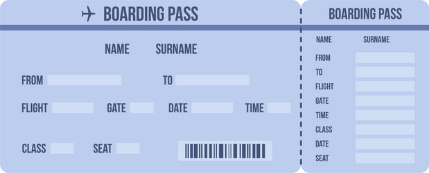 Airport pass icon flat airline ticket Royalty Free Vector