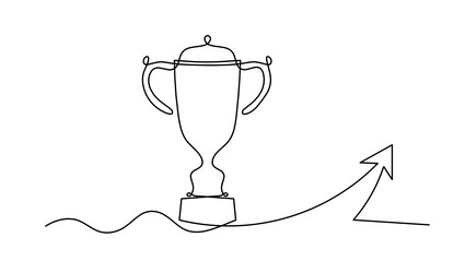 abstract cup with arrow as continuous lines vector image