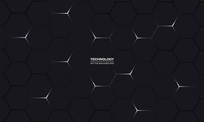 black hexagonal technology abstract background vector image