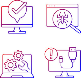 computer diagnostics gradient linear icons set vector image