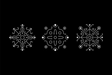 Magic symmetric geometry white symbol set vector