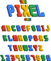 pixel retro font video computer game design 8 bit vector image