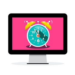 ringing alarm clock on computer screen - time vector image