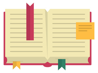 studying color icon book with bookmarks and notes vector image