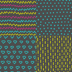 abstract handdrawn seamless patterns set simple vector