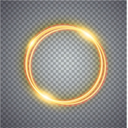 Gold circle light effect glowing fire ring trace Vector Image