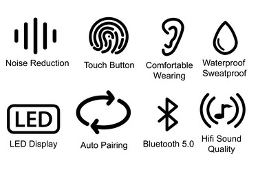 Noise Reduction Touch Button Bluetooth Set vector image