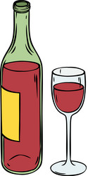 red wine bottle and glass vector