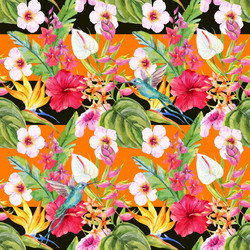 watercolor tropical floral pattern Vector Image