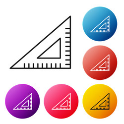 black line triangular ruler icon isolated on white vector image