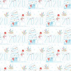 Festive winter holidays flat seamless pattern vector