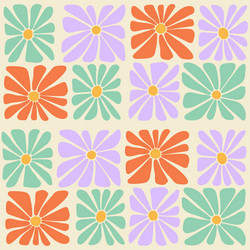 groovy trippy daisy tiles seamless pattern square vector image
