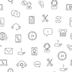 Line call support center icons pattern vector