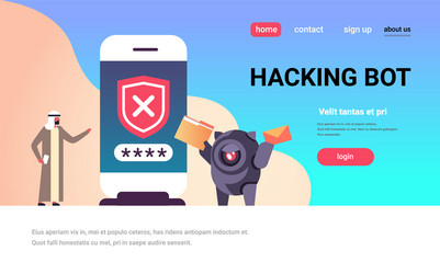 arabic man incorrect password hacking bot vector image