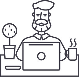 beard man working on table with notebook vector image
