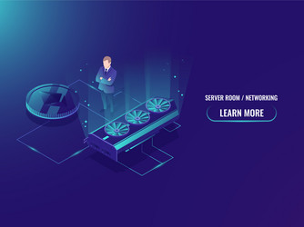 isometric mining farm server extract crypto vector