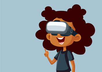 African Girl Wearing VR Glasses Vector Image