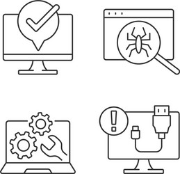 Computer diagnostics linear icons set vector