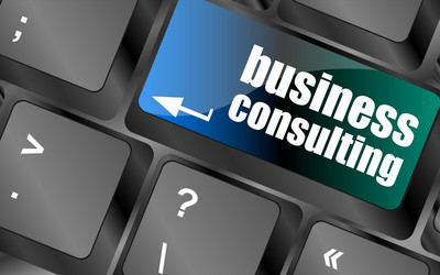 computer keyboard with business consulting key vector image