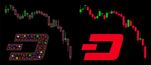 flare mesh wire frame dashcoin fall chart icon vector