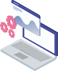 laptop computer portable with webpage template vector image