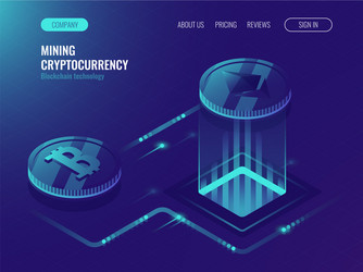 mining bitcoin and ethereum crypto currency vector image