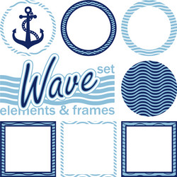 set of wave elements and frames vector image