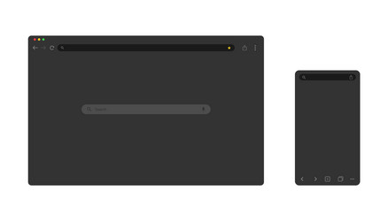 web browser mockup for computer and smartphone vector image