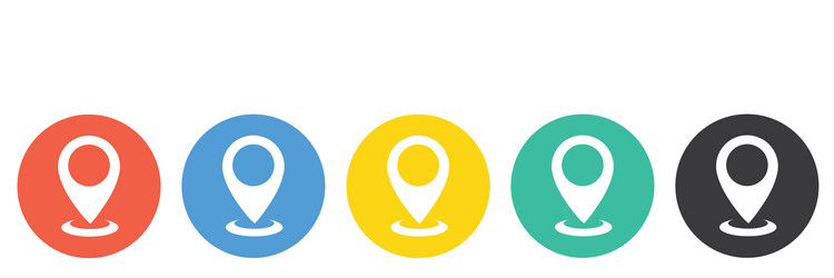set of map pointers icons with soft shadow in flat vector image