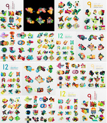 Super mega set of abstract geometric paper graphic vector