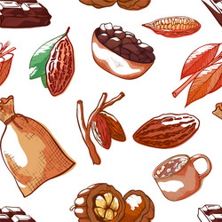 Cocoa Bean Seamless Pattern vector image