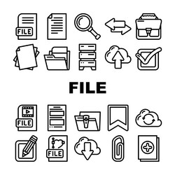 File computer digital document icons set vector