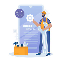 installing software updates mobile application vector image