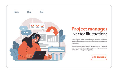project manager set at work overseeing vector image