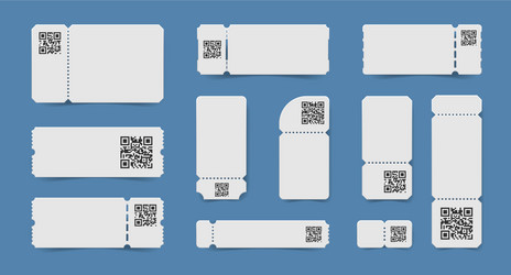 Ticket template design with qr code Royalty Free Vector