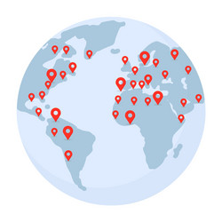 Planet earth with pointer marks vector