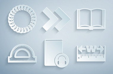 set audio book open protractor grid measuring vector image