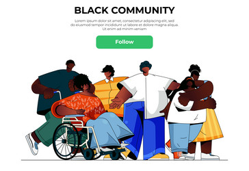 Black community web banner concept african men vector