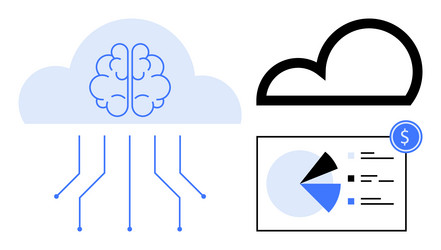 brain-powered cloud computing with data vector image