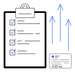 checklist on clipboard with growth arrows vector image